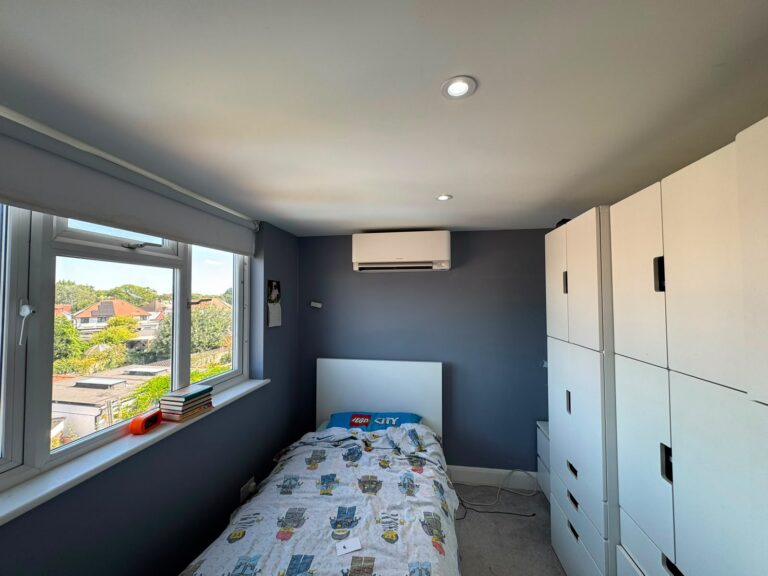 Wall mounted system in a bed room in islington