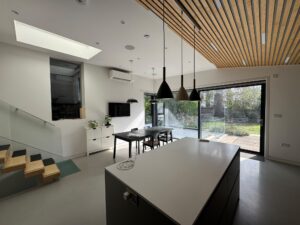 Wall-mounted air conditioning unit in a Clapham kitchen and dining extension