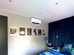 Daikin wall-mounted air conditioning unit installed in an Islington bedroom
