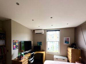 Daikin wall-mounted air conditioning unit installed in a second Islington bedroom